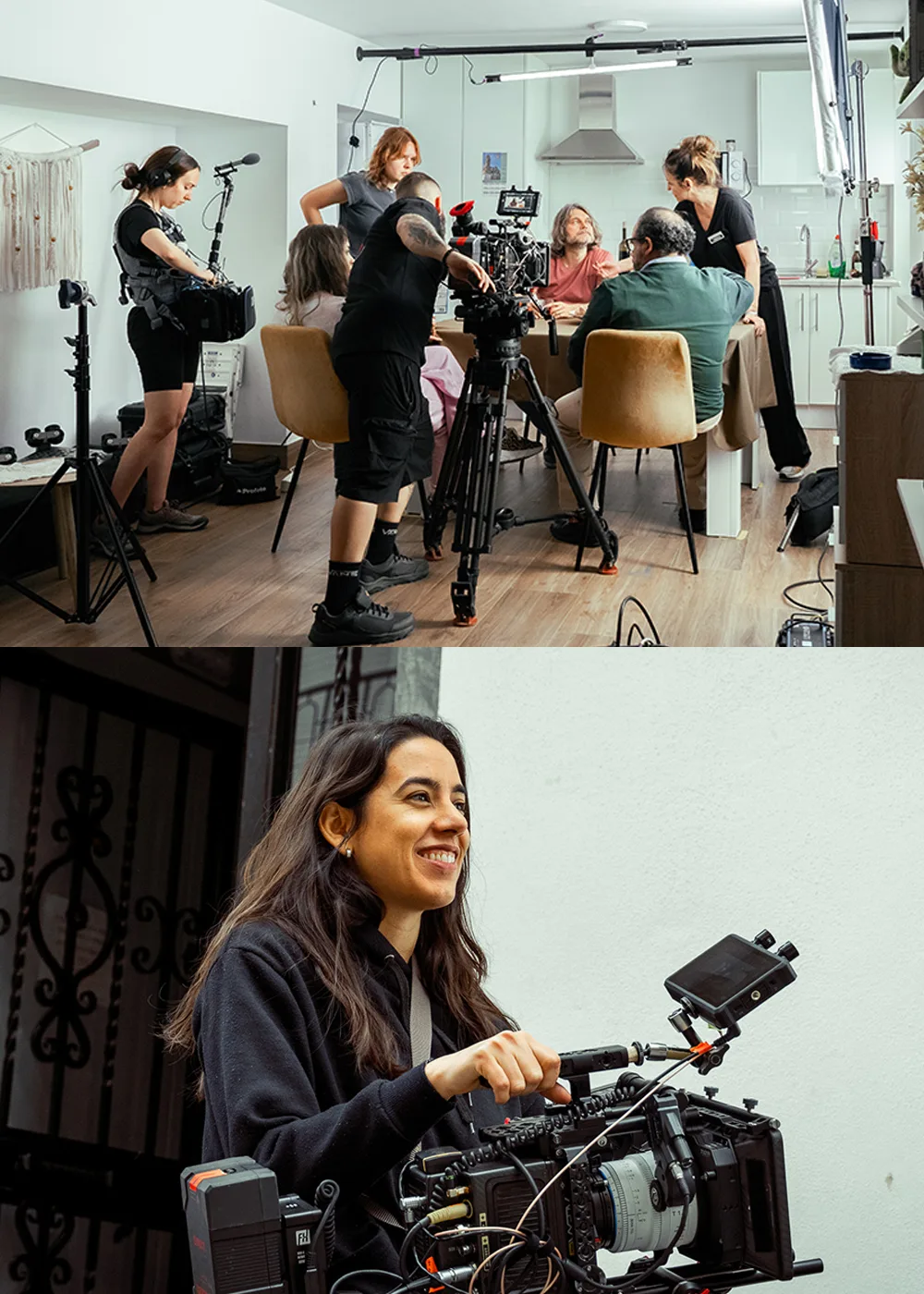 Fati Ruiz trabajando con una cámara ARRI durante un rodaje audiovisual